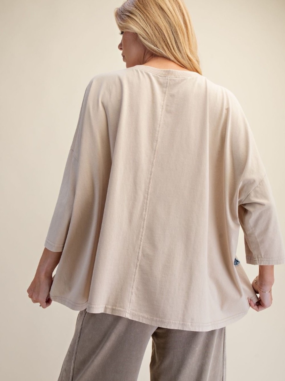 New Easel Mineral Wash Star Patchwork Patch Top Shirt Pullover Cotton Oversized - Picture 8 of 8